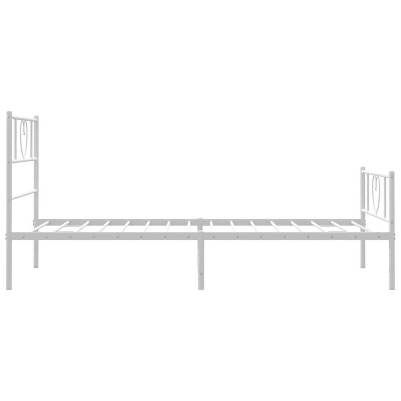 Metal Bed Frame without Mattress with Footboard White 75x190cm