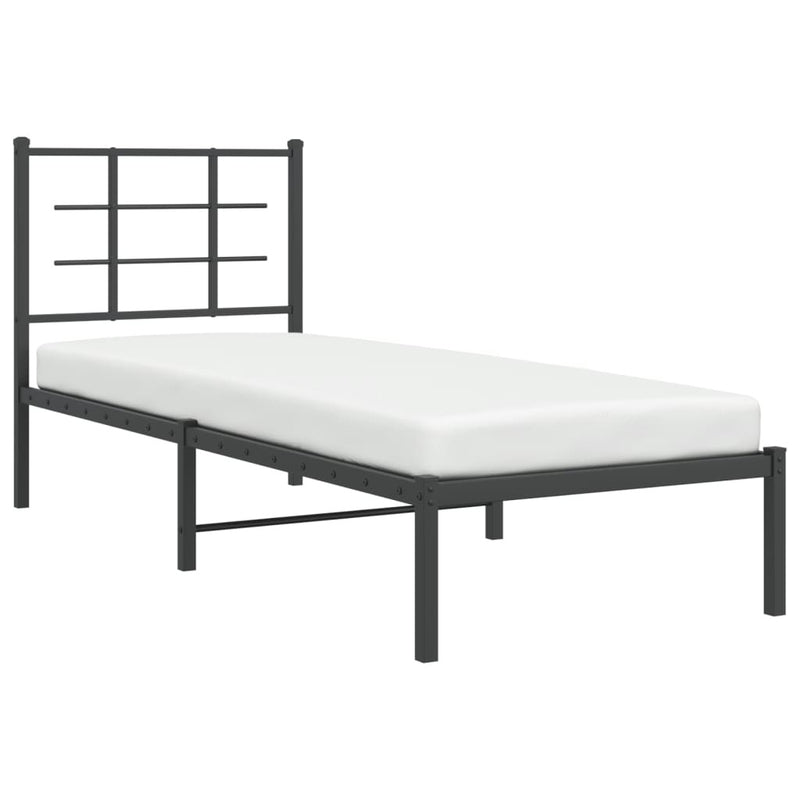 Metal Bed Frame without Mattress with Headboard Black 80x200cm