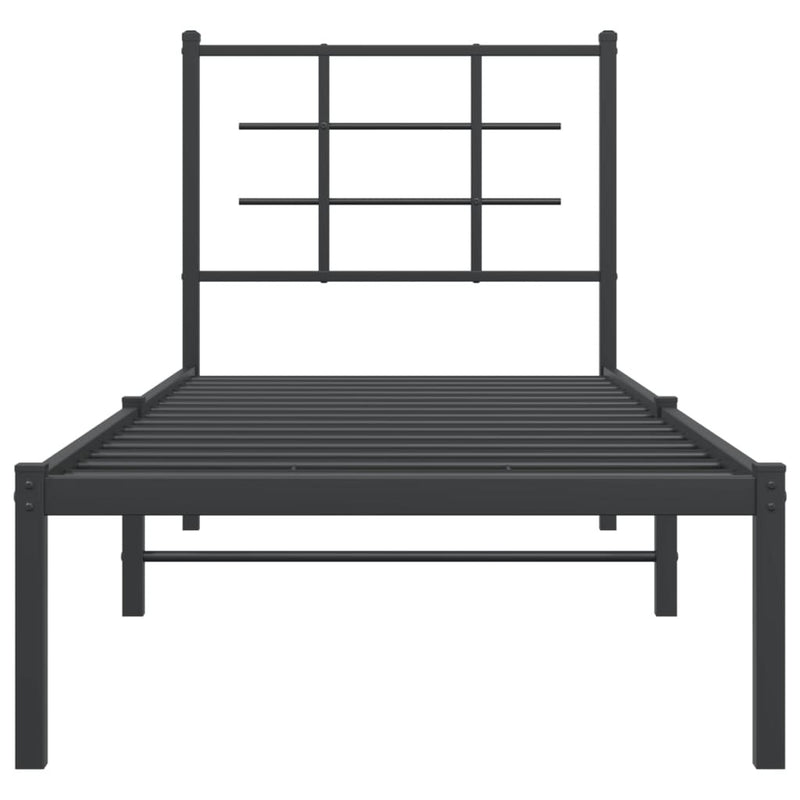 Metal Bed Frame without Mattress with Headboard Black 80x200cm