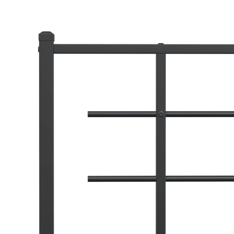 Metal Bed Frame without Mattress with Headboard Black 80x200cm