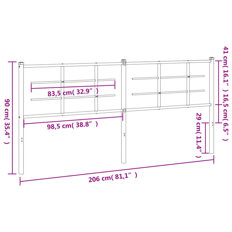 Metal Headboard White 200 cm