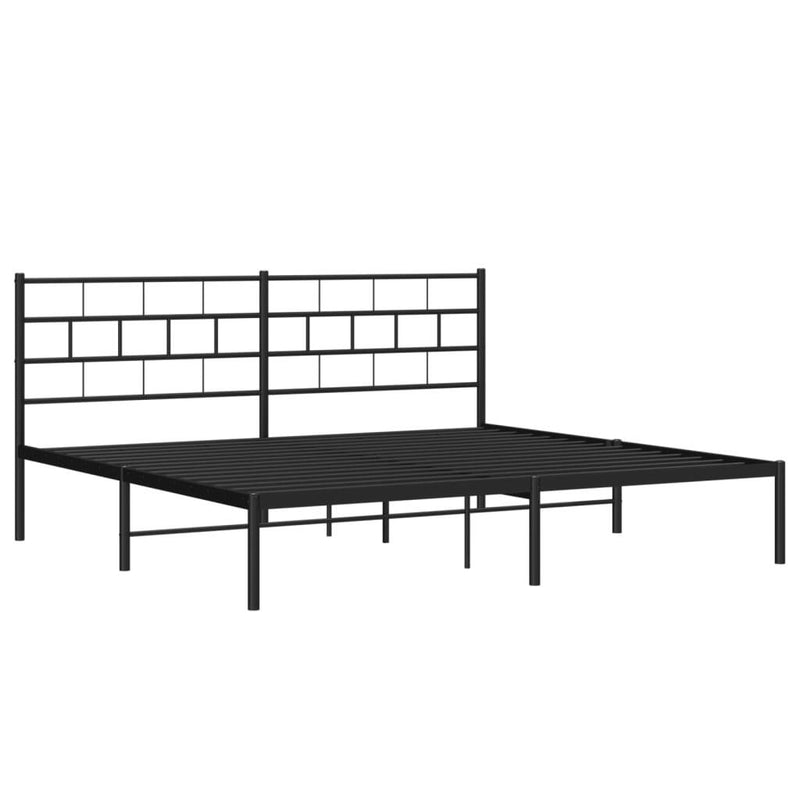 Metal Bed Frame without Mattress with Headboard Black 183x213cm