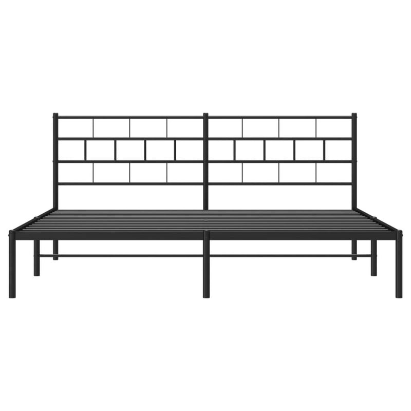 Metal Bed Frame without Mattress with Headboard Black 183x213cm