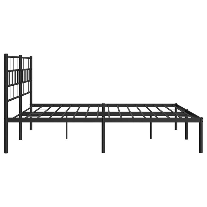 Metal Bed Frame without Mattress with Headboard Black 183x213cm