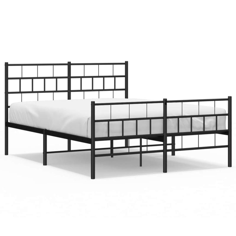 Metal Bed Frame without Mattress with Footboard Black 140x190cm