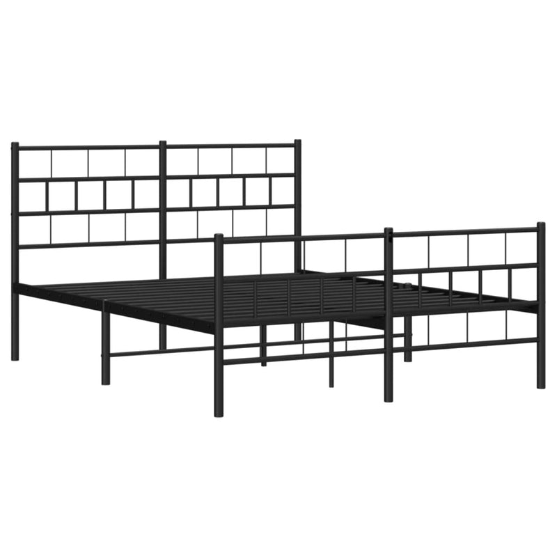 Metal Bed Frame without Mattress with Footboard Black 140x190cm