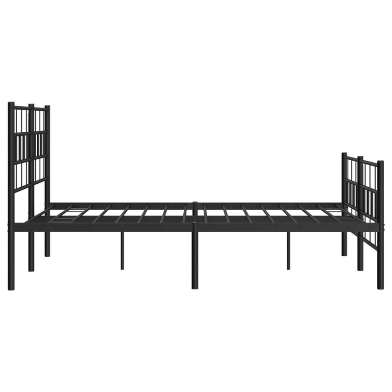 Metal Bed Frame without Mattress with Footboard Black 140x190cm