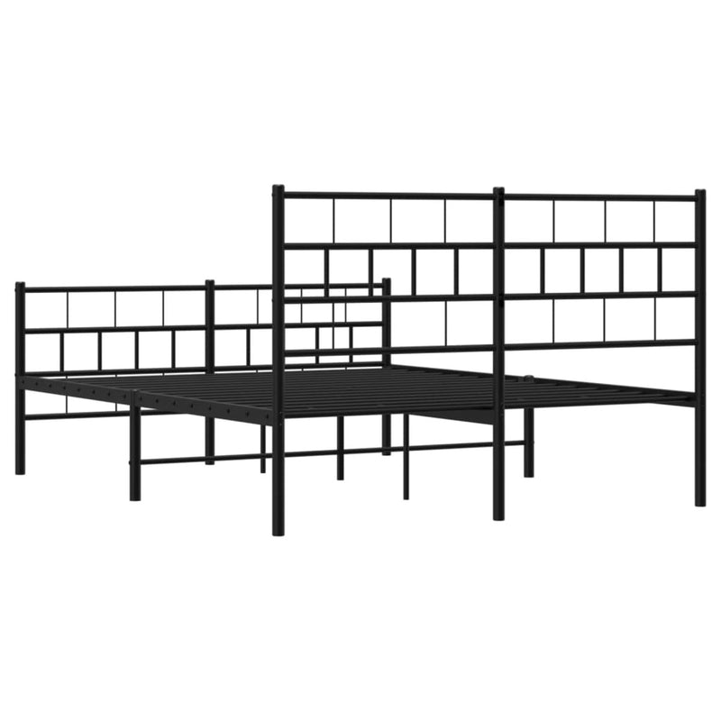 Metal Bed Frame without Mattress with Footboard Black 140x190cm