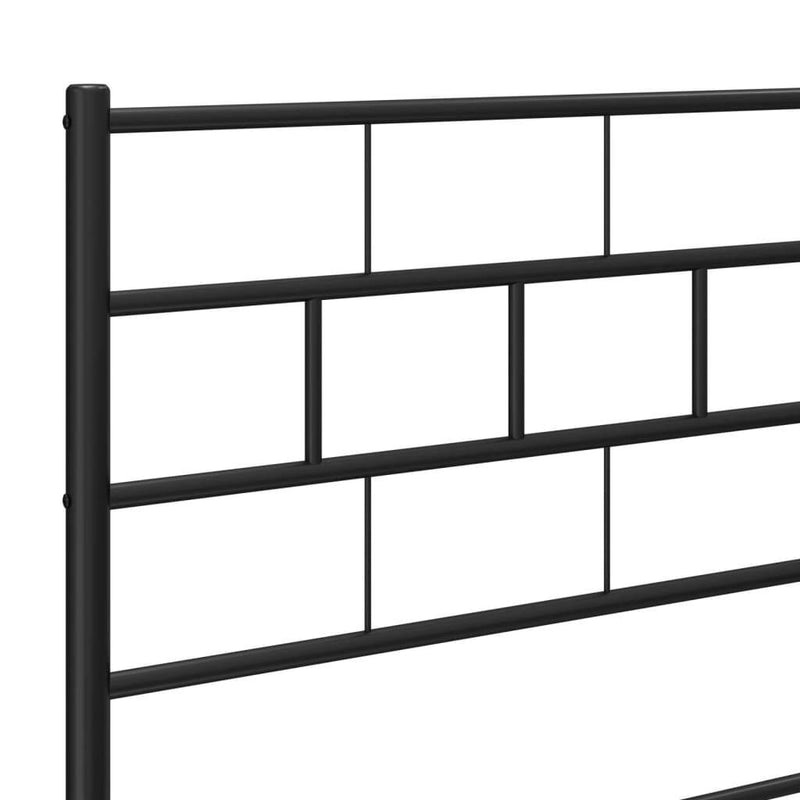 Metal Bed Frame without Mattress with Footboard Black 140x190cm