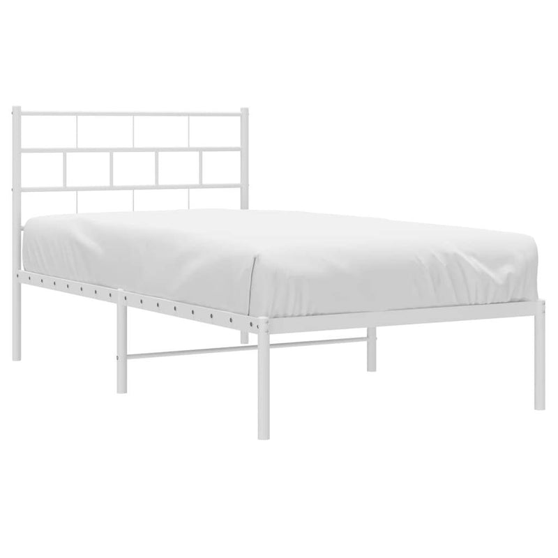 Metal Bed Frame without Mattress with Headboard White 90x190cm