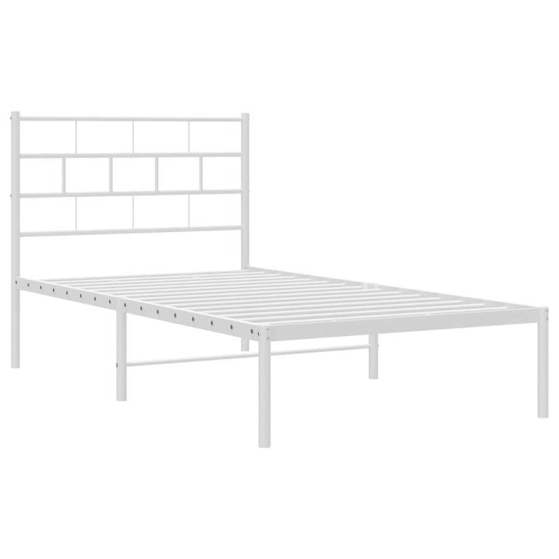 Metal Bed Frame without Mattress with Headboard White 90x190cm