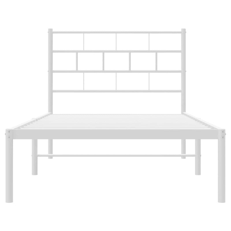 Metal Bed Frame without Mattress with Headboard White 90x190cm