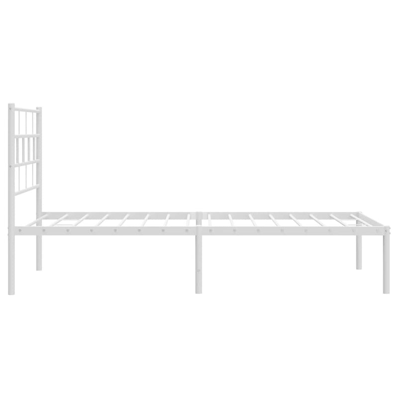 Metal Bed Frame without Mattress with Headboard White 90x190cm