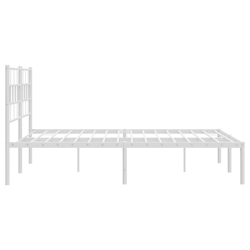 Metal Bed Frame without Mattress with Headboard White 135x190cm