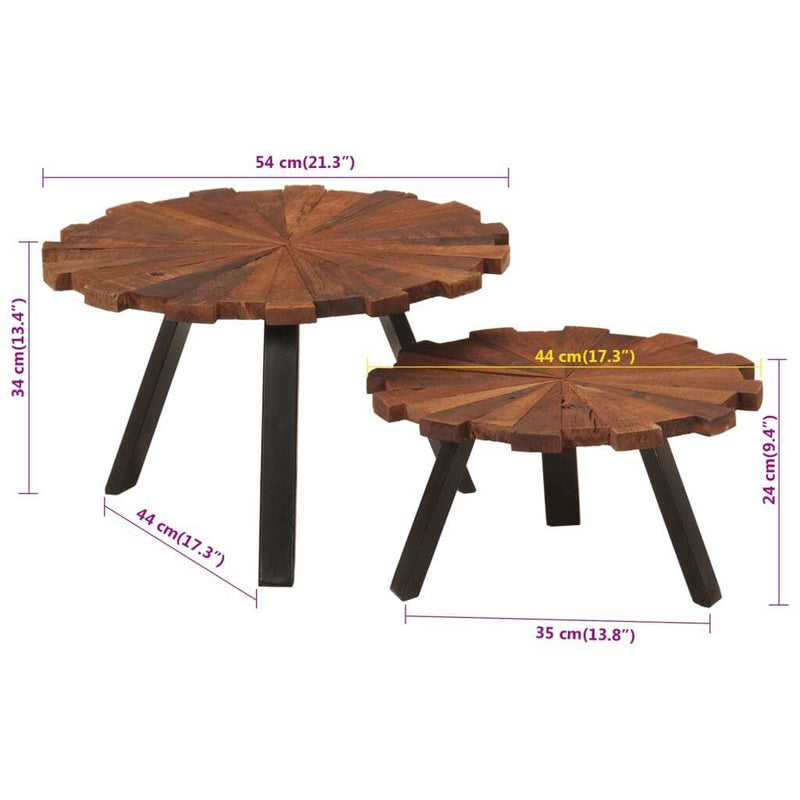 Coffee Tables 2 pcs Solid Wood Reclaimed and Iron