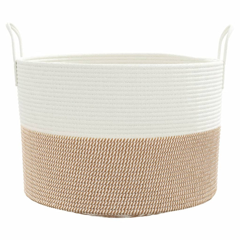 Storage Basket Brown and White 51x33 cm Cotton