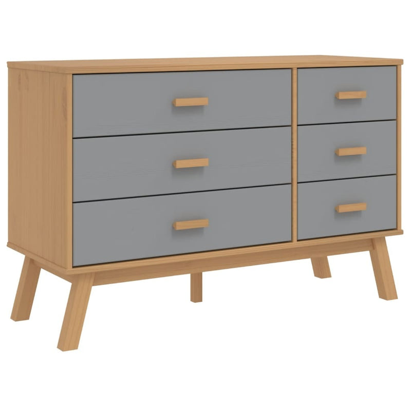 Drawer Cabinet OLDEN Grey and Brown Solid Wood Pine