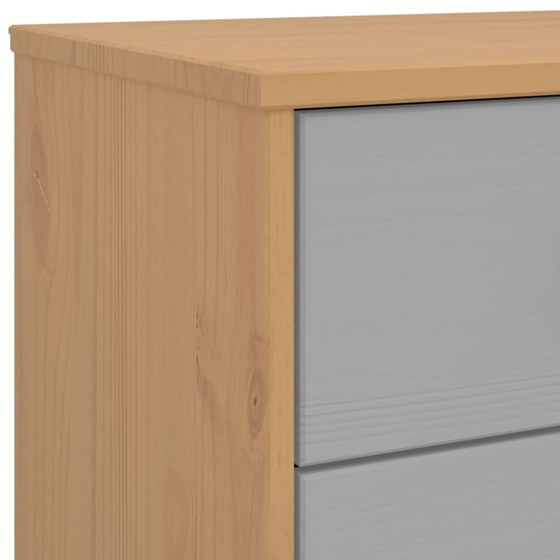 Drawer Cabinet OLDEN Grey and Brown Solid Wood Pine