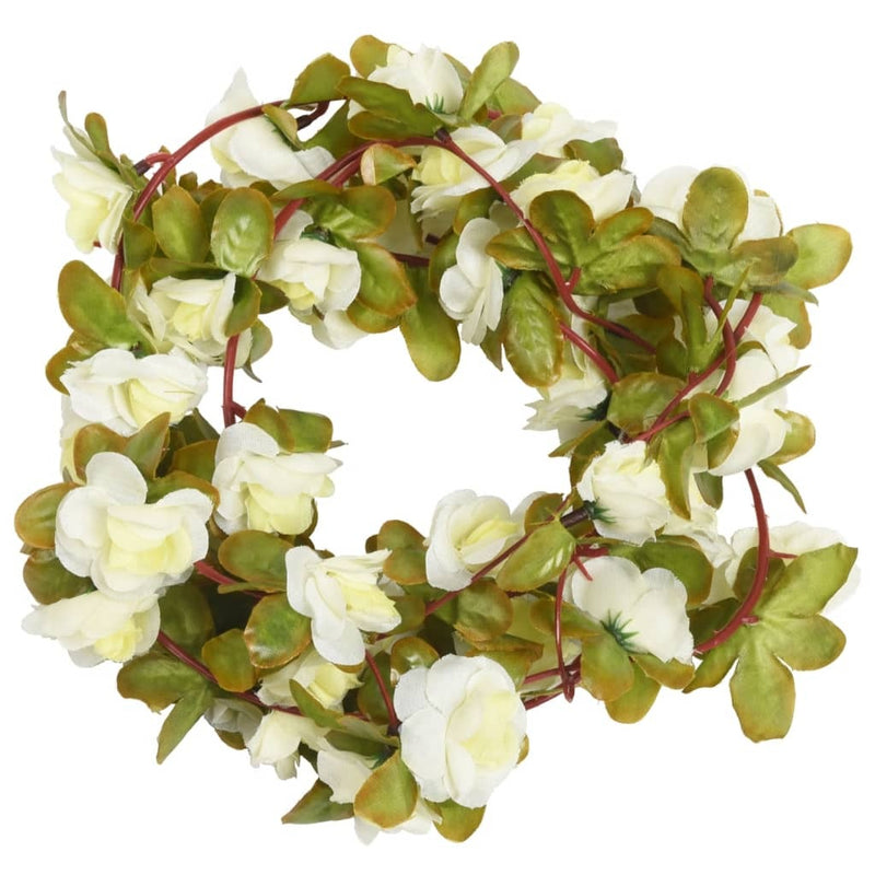 Christmas Flower Garlands 6 pcs White 250 cm