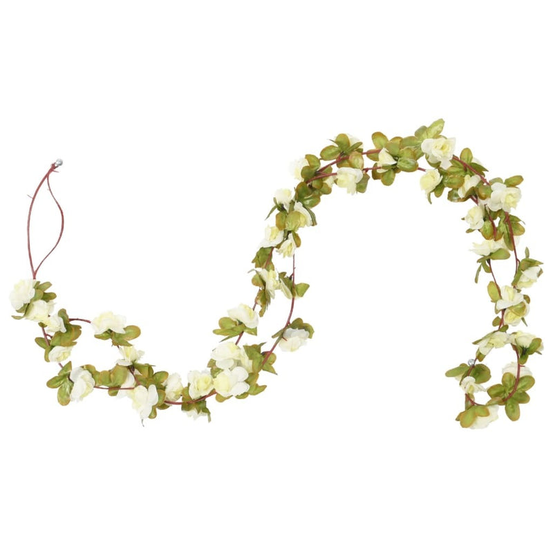 Christmas Flower Garlands 6 pcs White 250 cm