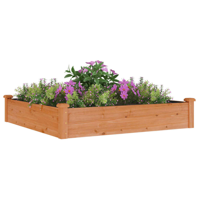 Garden Raised Bed with Liner Brown 120x120x25 cm Solid Wood Fir