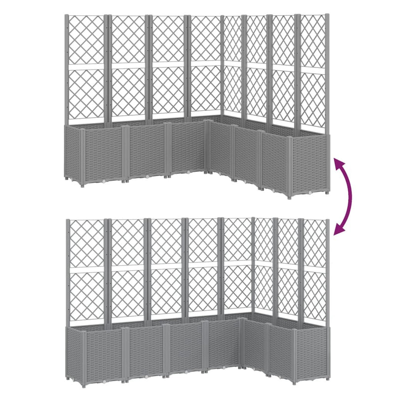 Garden Planter with Trellis Light Grey 160x160x140 cm PP