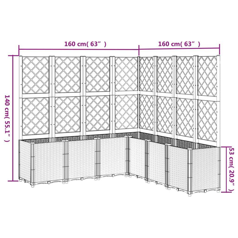 Garden Planter with Trellis Light Grey 160x160x140 cm PP