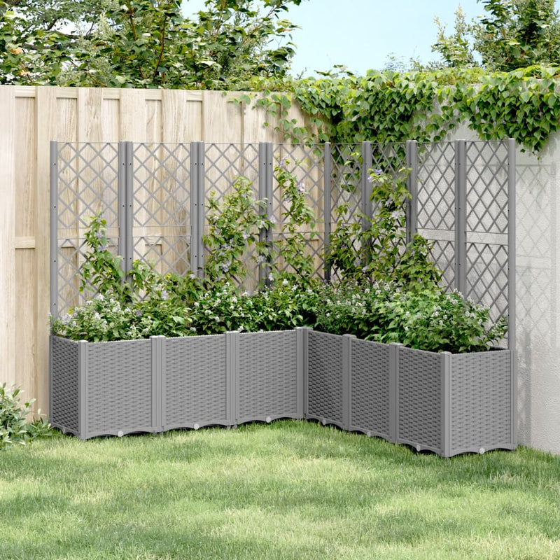 Garden Planter with Trellis Light Grey 160x160x140 cm PP