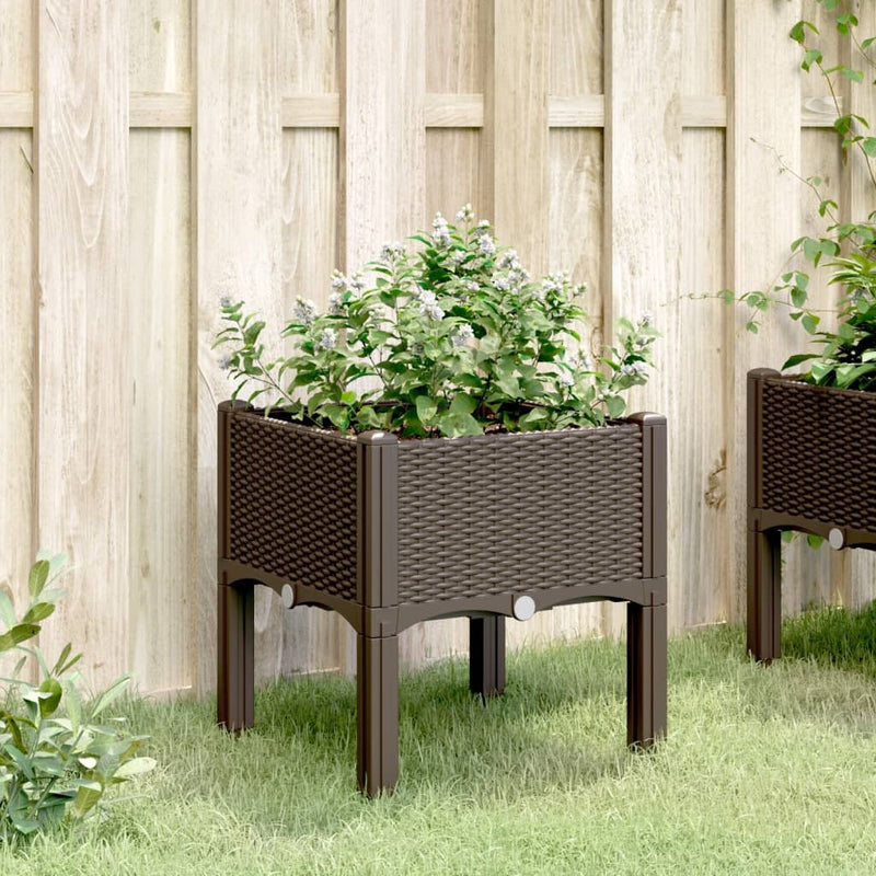 Garden Planter with Legs Brown 40x40x42 cm PP