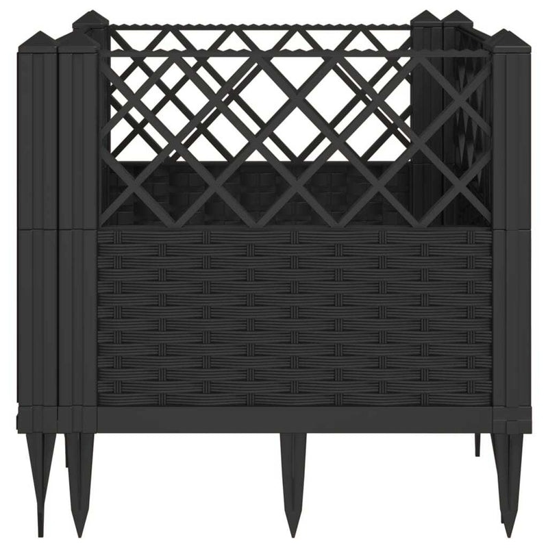 Garden Planter with Pegs Black 43.5x43.5x43.5 cm PP