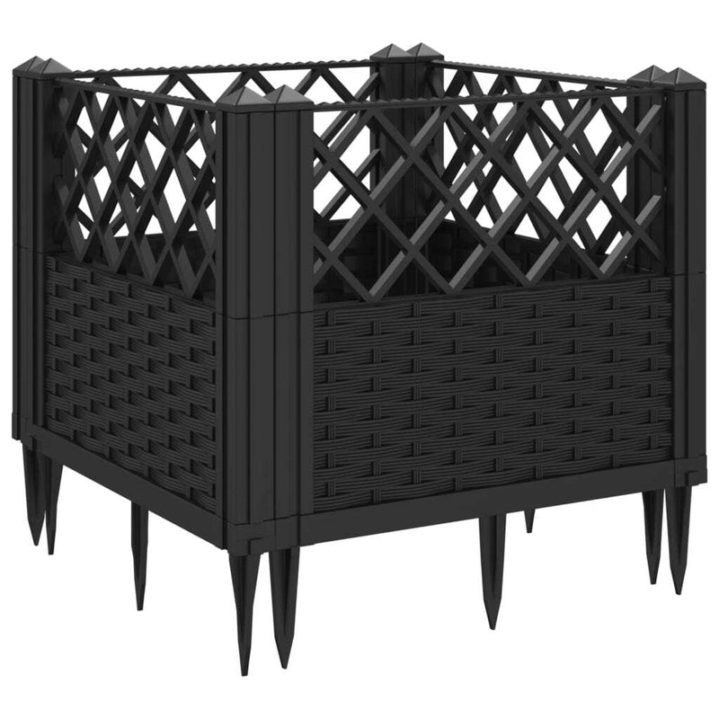 Garden Planter with Pegs Black 43.5x43.5x43.5 cm PP