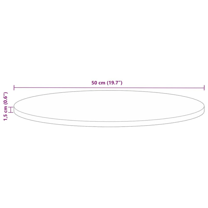 Table Top  50x1.5 cm Round Solid Wood Reclaimed