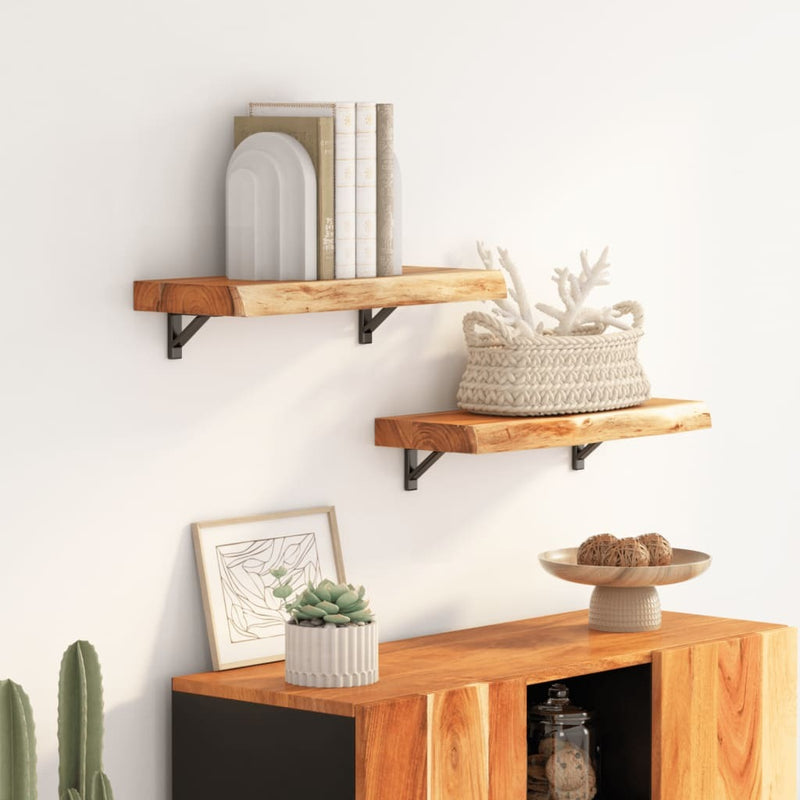 Wall Shelf 50x30x3.8 cm Rectangular Solid Wood Acacia Live Edge