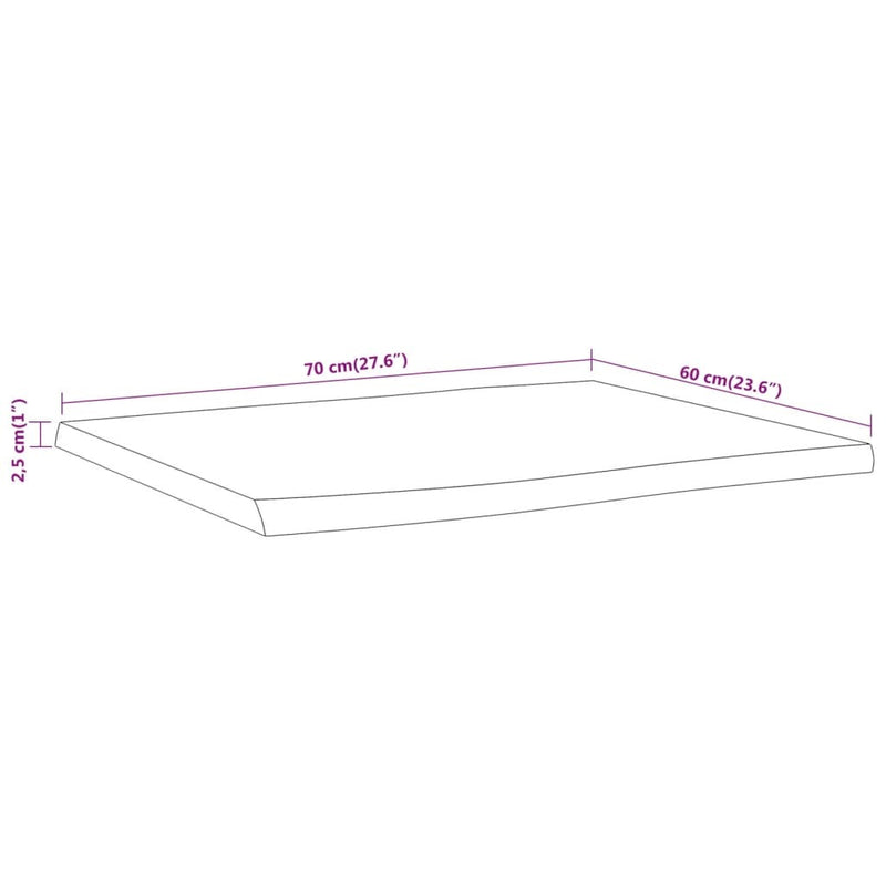 Table Top 70x60x2.5 cm Rectangular?Solid Wood Acacia Live Edge