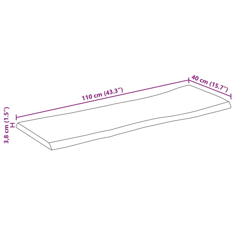 Table Top 110x40x3.8 cm Rectangular?Solid Wood Acacia Live Edge