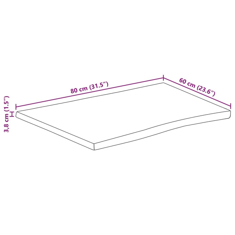 Table Top 80x60x3.8 cm Rectangular?Solid Wood Acacia Live Edge