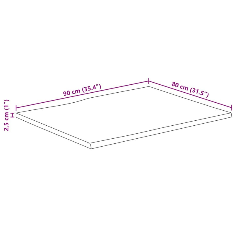 Table Top 90x80x2.5 cm Live Edge Solid Wood Mango