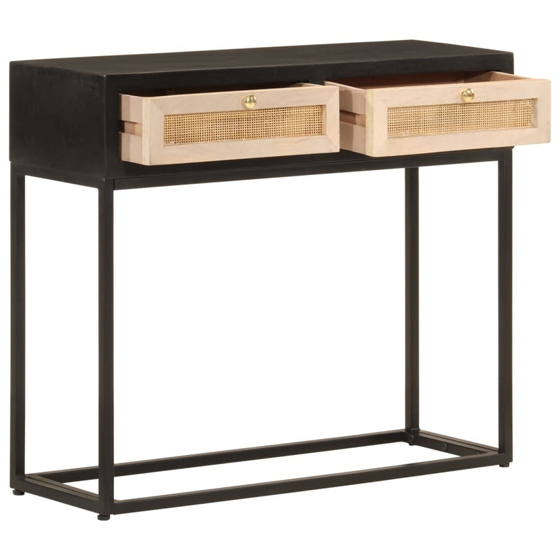 Console Table Black 90x30x76 cm Solid Wood Mango and Iron