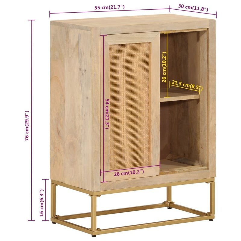 Sideboard 55x30x76 cm Solid Wood Mango and Iron