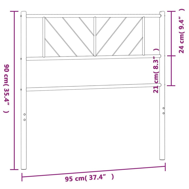 Metal Headboard White 90 cm