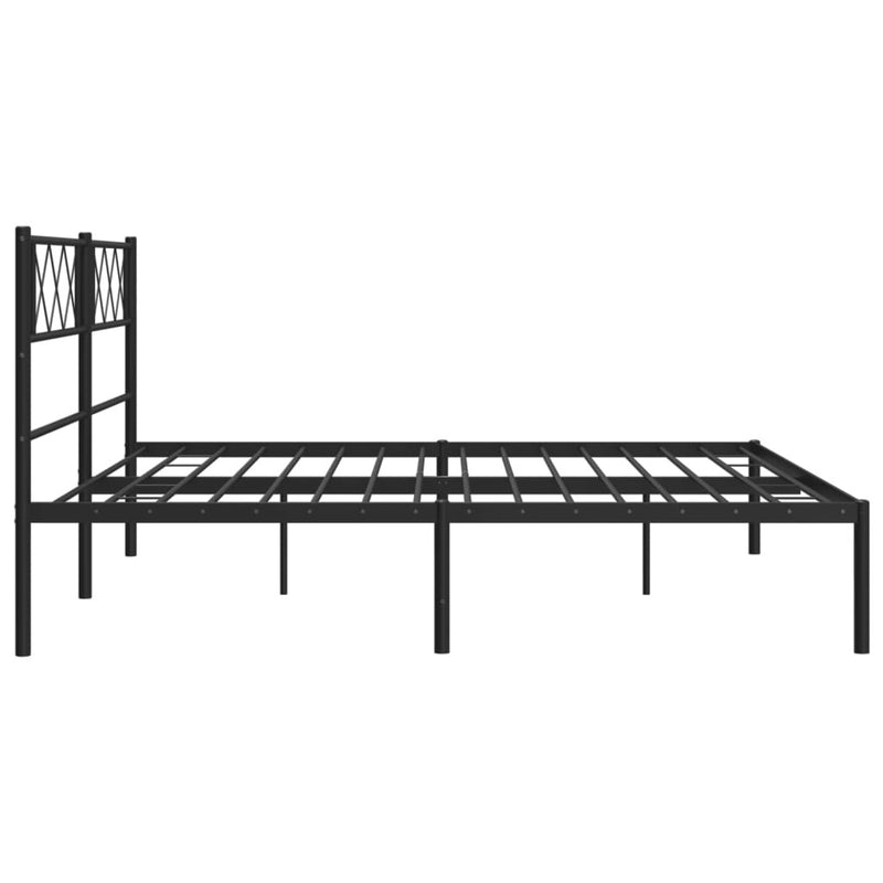 Metal Bed Frame without Mattress with Headboard Black 180x200cm