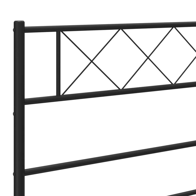 Metal Bed Frame without Mattress with Headboard Black 180x200cm