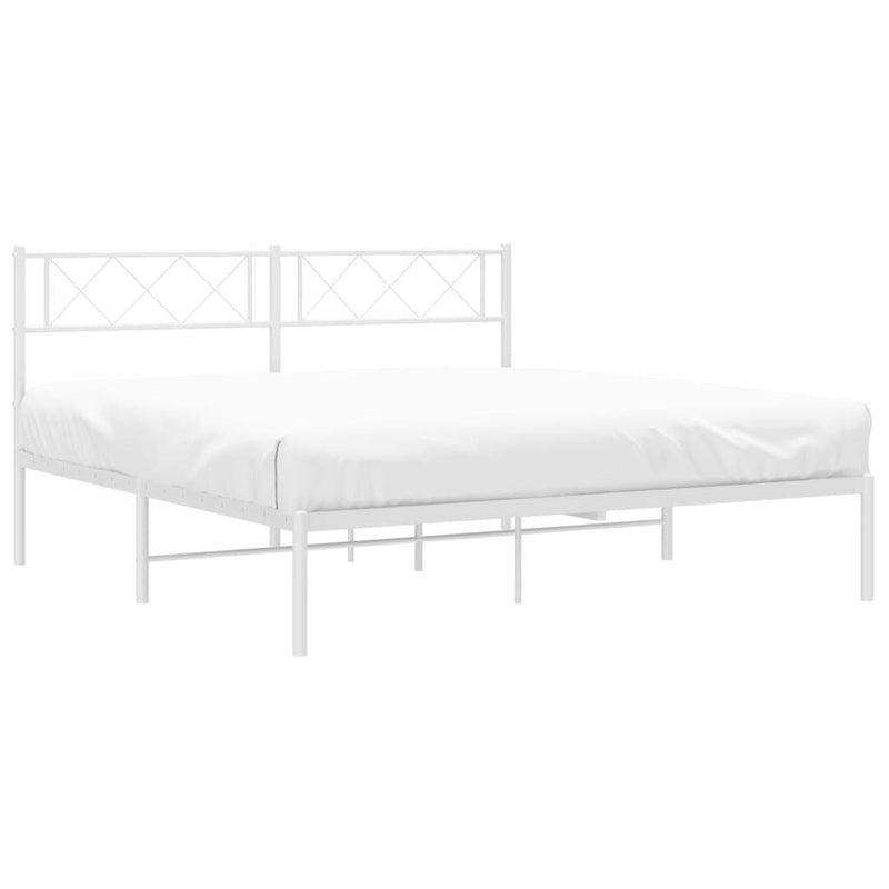 Metal Bed Frame without Mattress with Headboard White 120x190cm