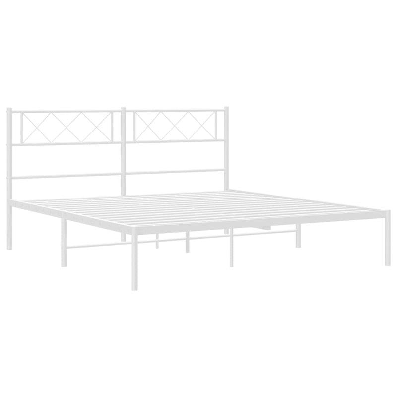 Metal Bed Frame without Mattress with Headboard White 120x190cm