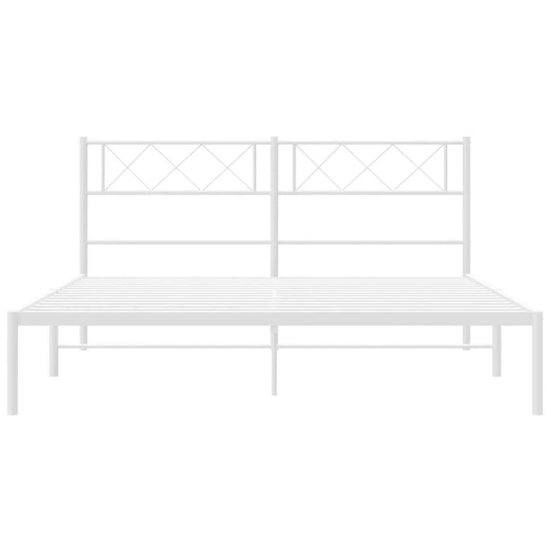 Metal Bed Frame without Mattress with Headboard White 120x190cm