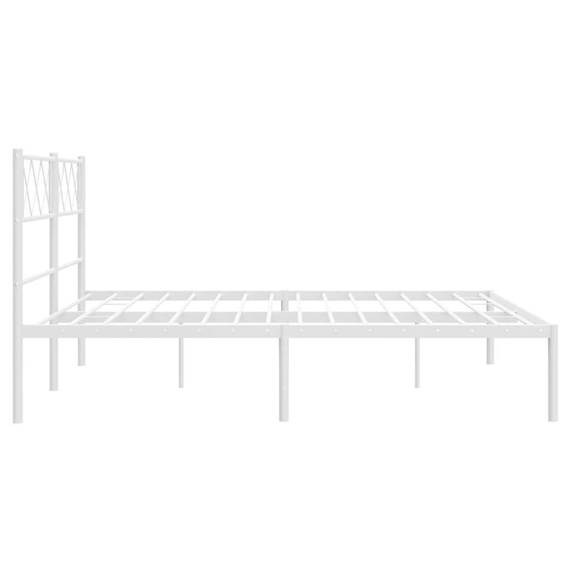 Metal Bed Frame without Mattress with Headboard White 120x190cm