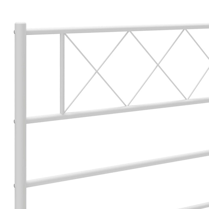 Metal Bed Frame without Mattress with Headboard White 120x190cm