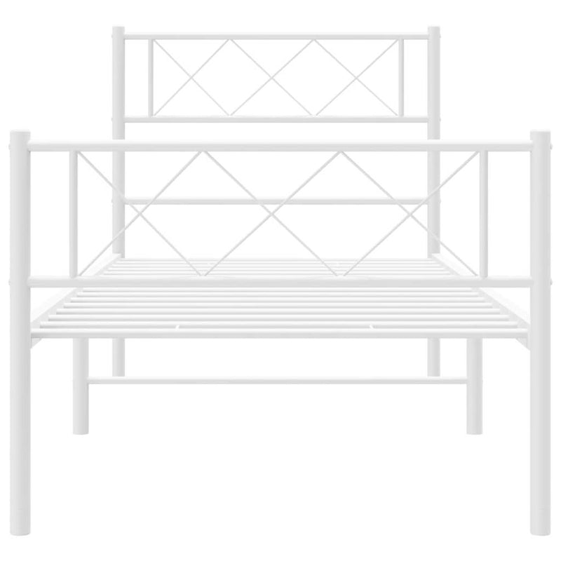 Metal Bed Frame without Mattress with Footboard White 90x200cm