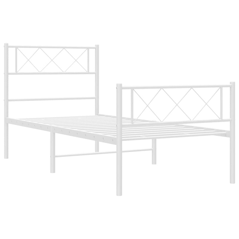 Metal Bed Frame without Mattress with Footboard White 90x200cm