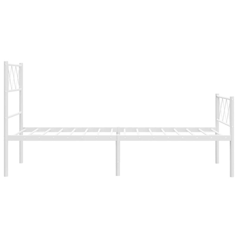 Metal Bed Frame without Mattress with Footboard White 90x200cm